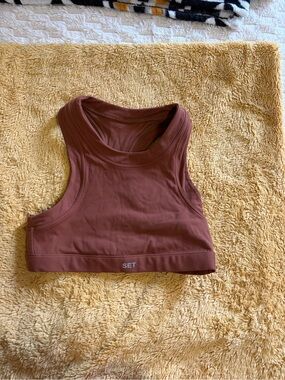 SET Active Dusty Rose High Neck Sports Bra Crop Top